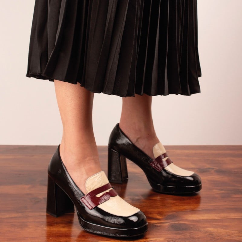 Stacked heel loafers clearance womens